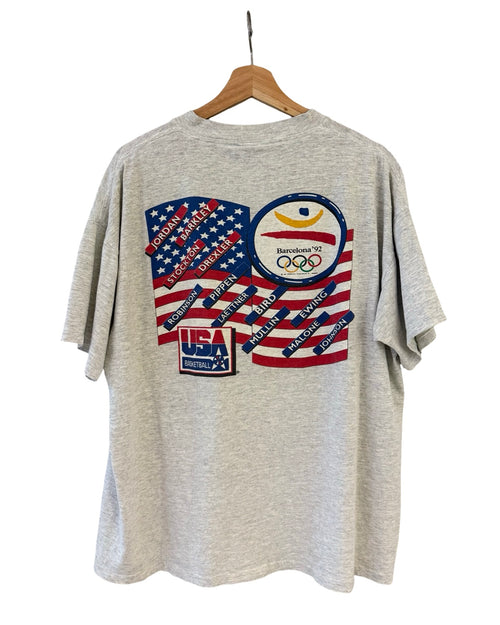 Vintage 1992 USA Olympics Barcelona Jordan Pippen Bird Dream Team Salem Basketball Tee