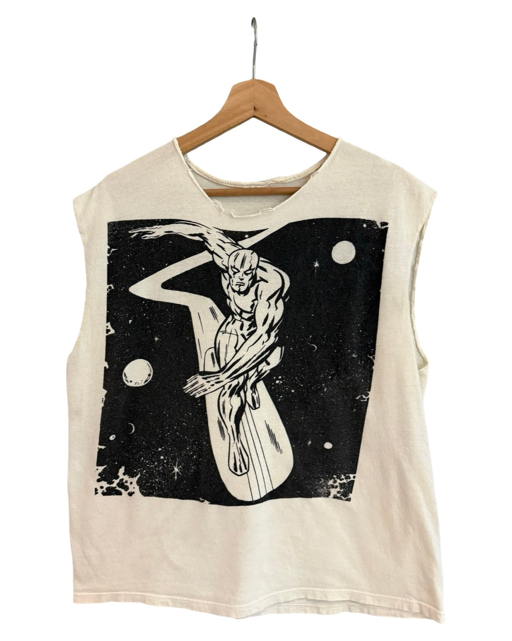 Vintage 80s The Silver Surfer Marvel Comics White Chopped Tee