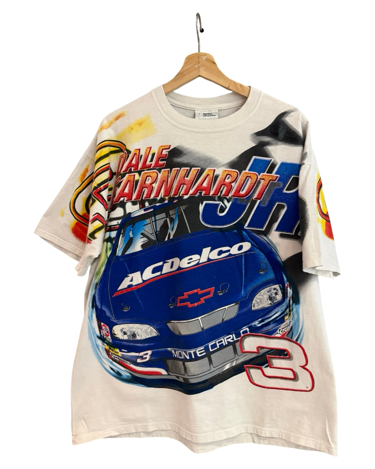 Vintage 1998 Dale Earnhardt Jr. ACDelco Rising Son NASCAR All Over Print Tee