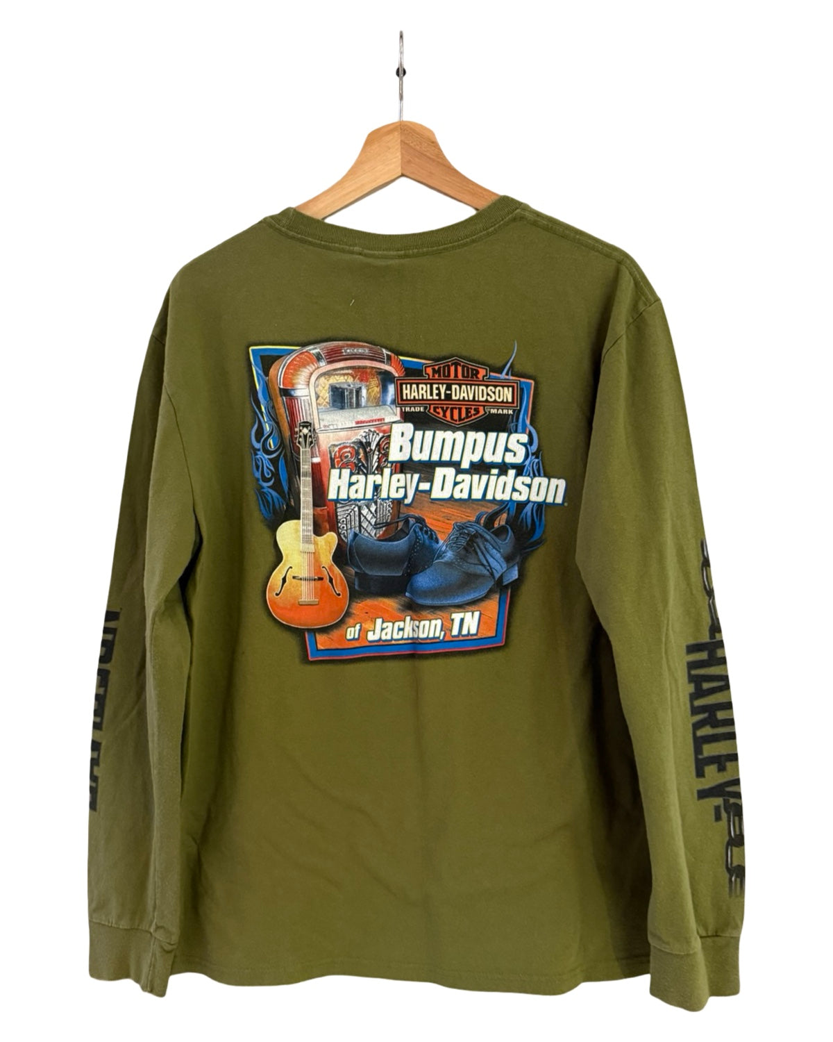 Vintage Harley Davidson Jackson Tennessee Skull Long Sleeve Tee