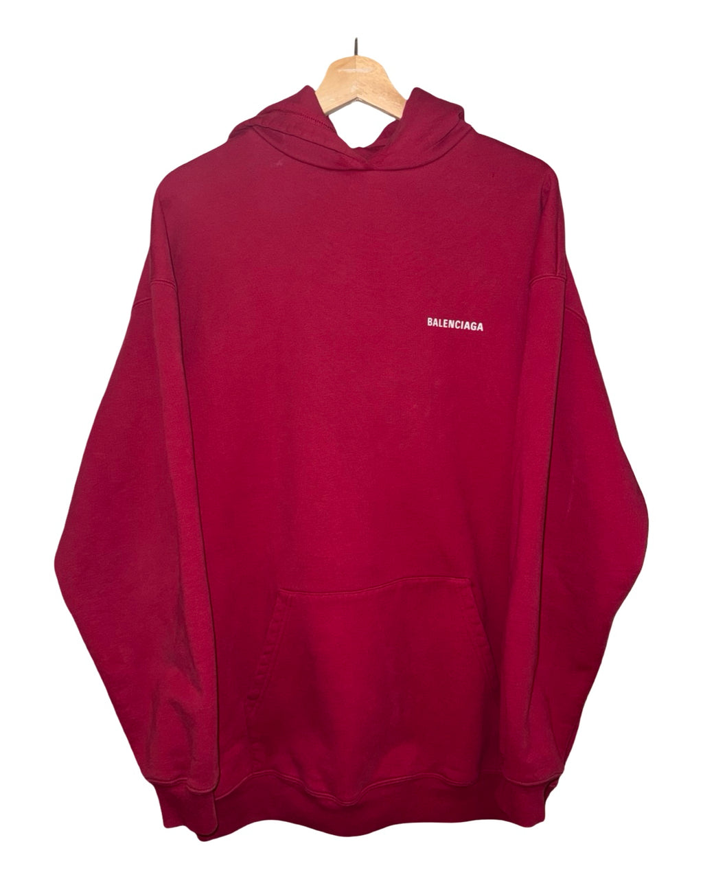 Balenciaga Red Logo Print Oversized Hoodie