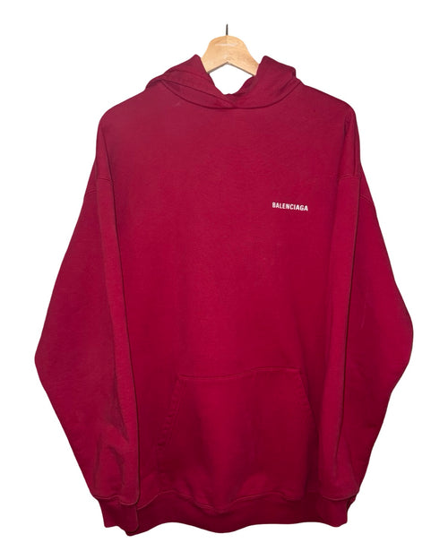Balenciaga Red Logo Print Oversized Hoodie