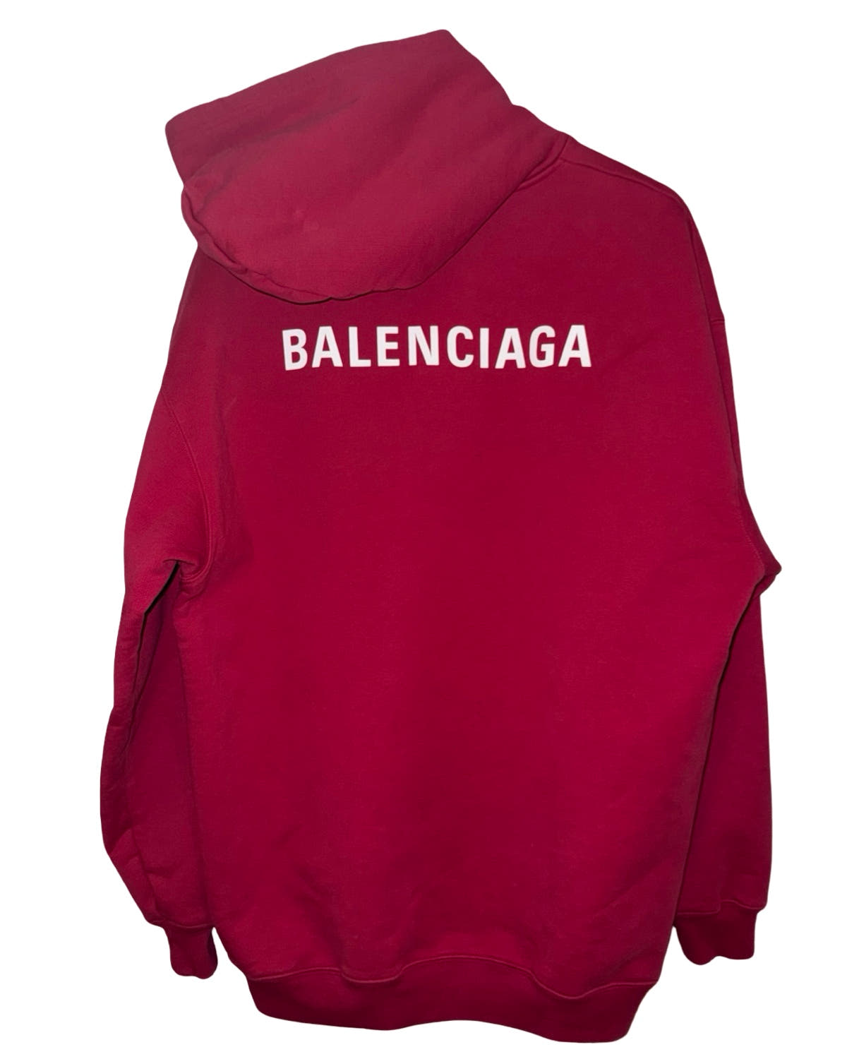 Balenciaga Red Logo Print Oversized Hoodie
