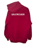 Balenciaga Red Logo Print Oversized Hoodie