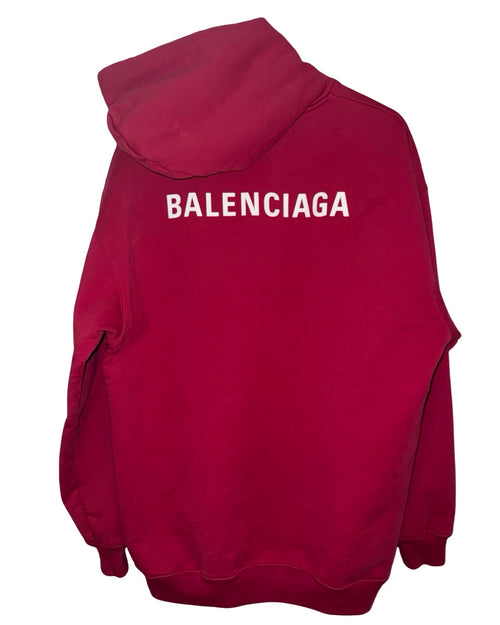 Balenciaga Red Logo Print Oversized Hoodie