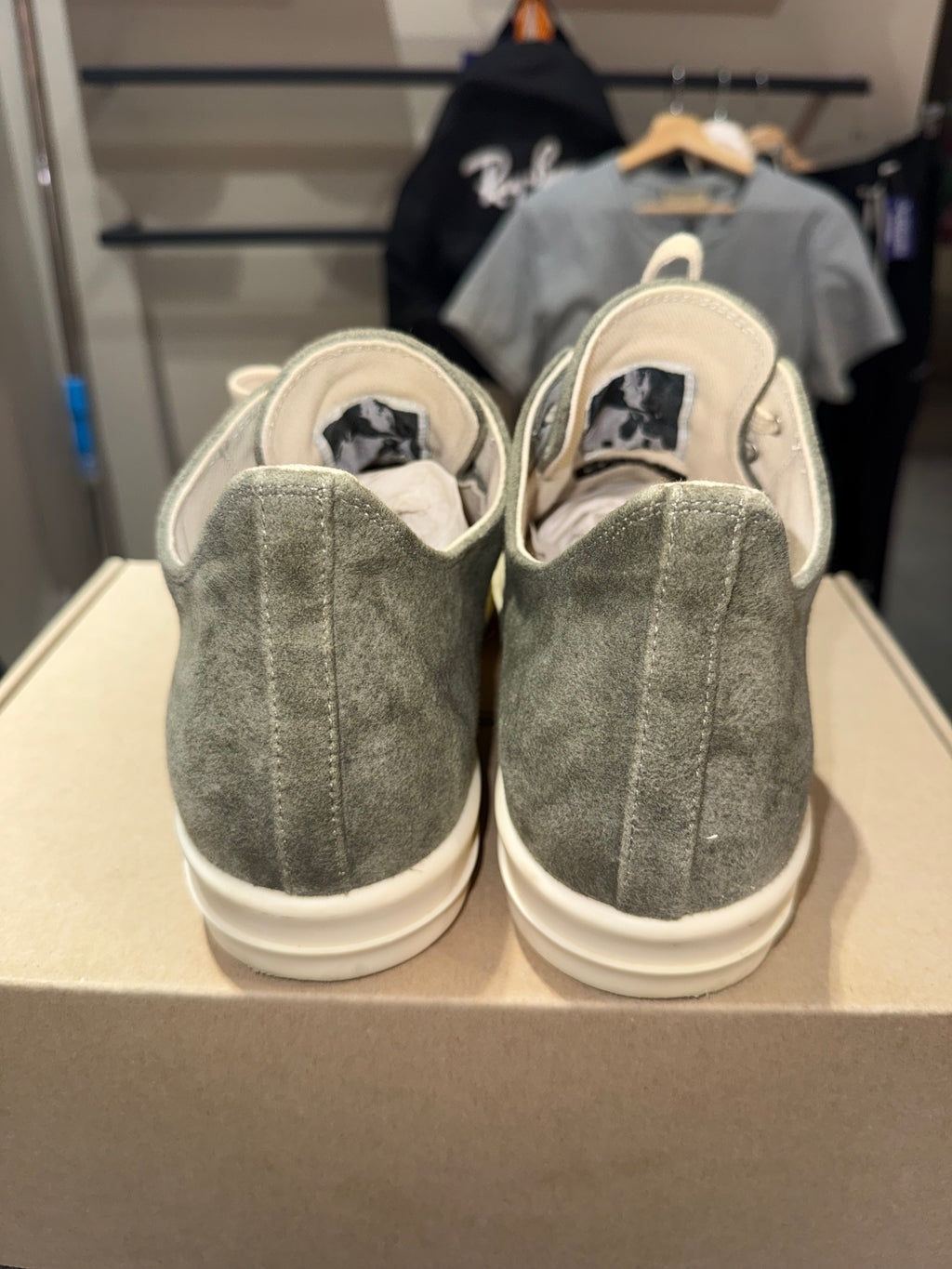 Rick Owens DRKSHDW Sage Milk Suede Low Sneakers Size 43 / 10