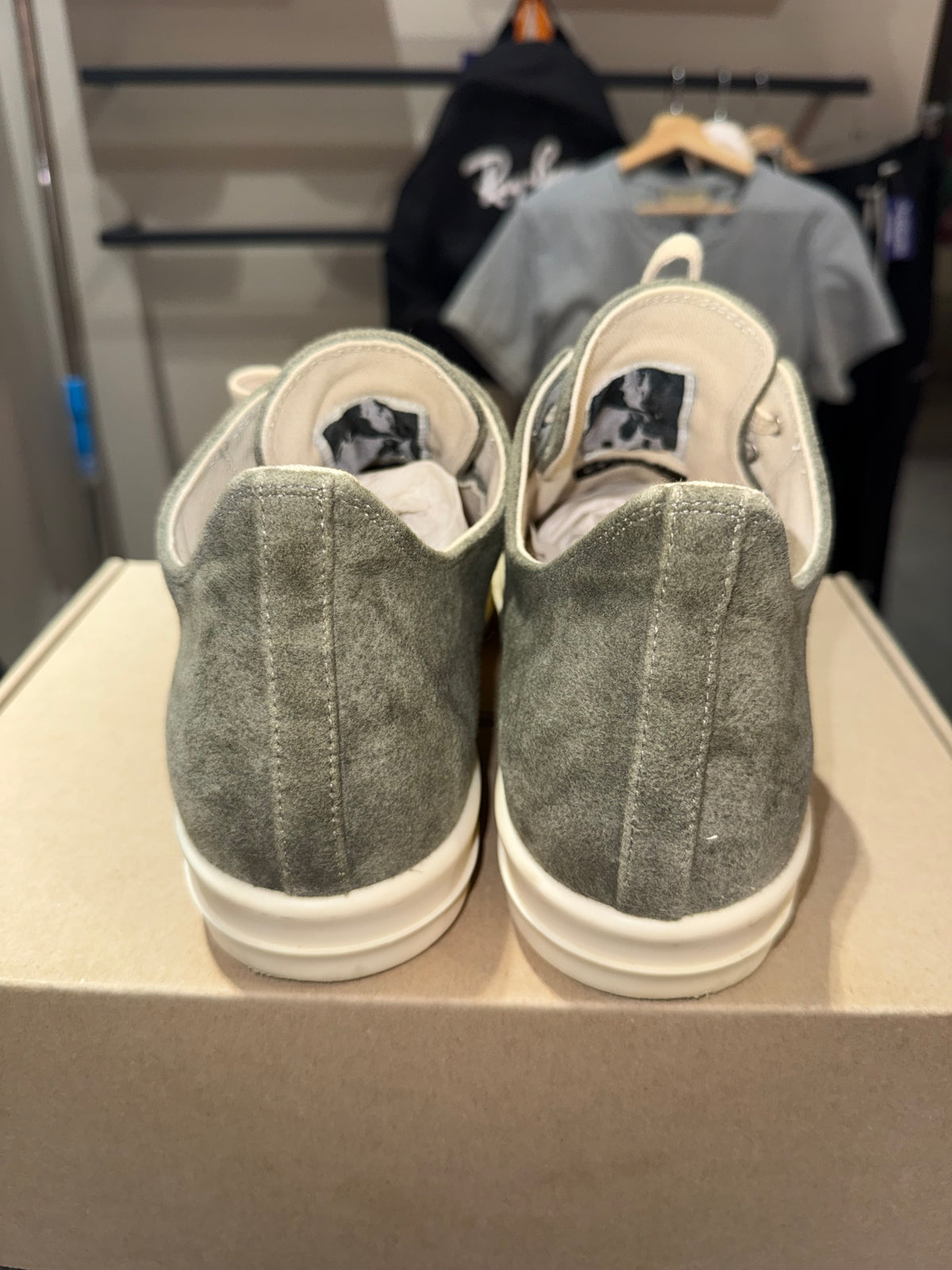 Rick Owens DRKSHDW Sage Milk Suede Low Sneakers Size 43 / 10