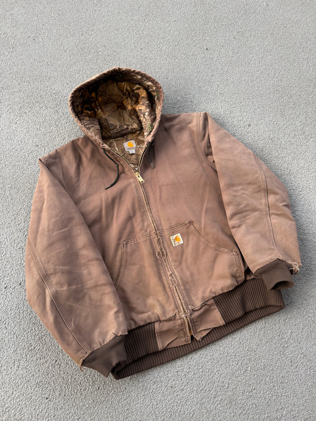 Vintage 90s Carhartt Dark Mauve Camo Lining Hooded Jacket