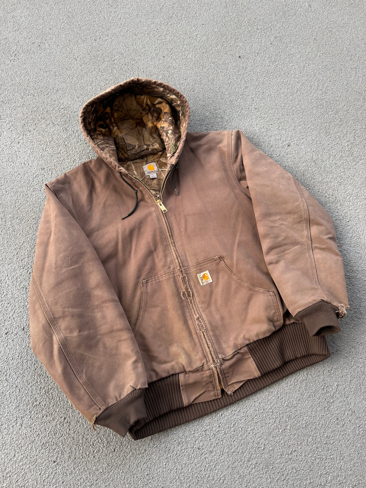 Vintage 90s Carhartt Dark Mauve Camo Lining Hooded Jacket