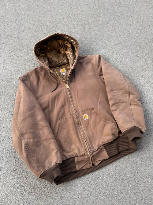 Vintage 90s Carhartt Dark Mauve Camo Lining Hooded Jacket