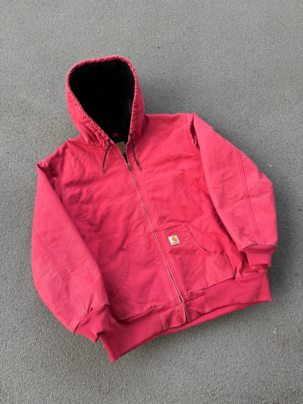 Vintage 90s Carhartt Light Red Brick Hooded Jacket