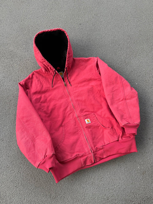 Vintage 90s Carhartt Light Red Brick Hooded Jacket
