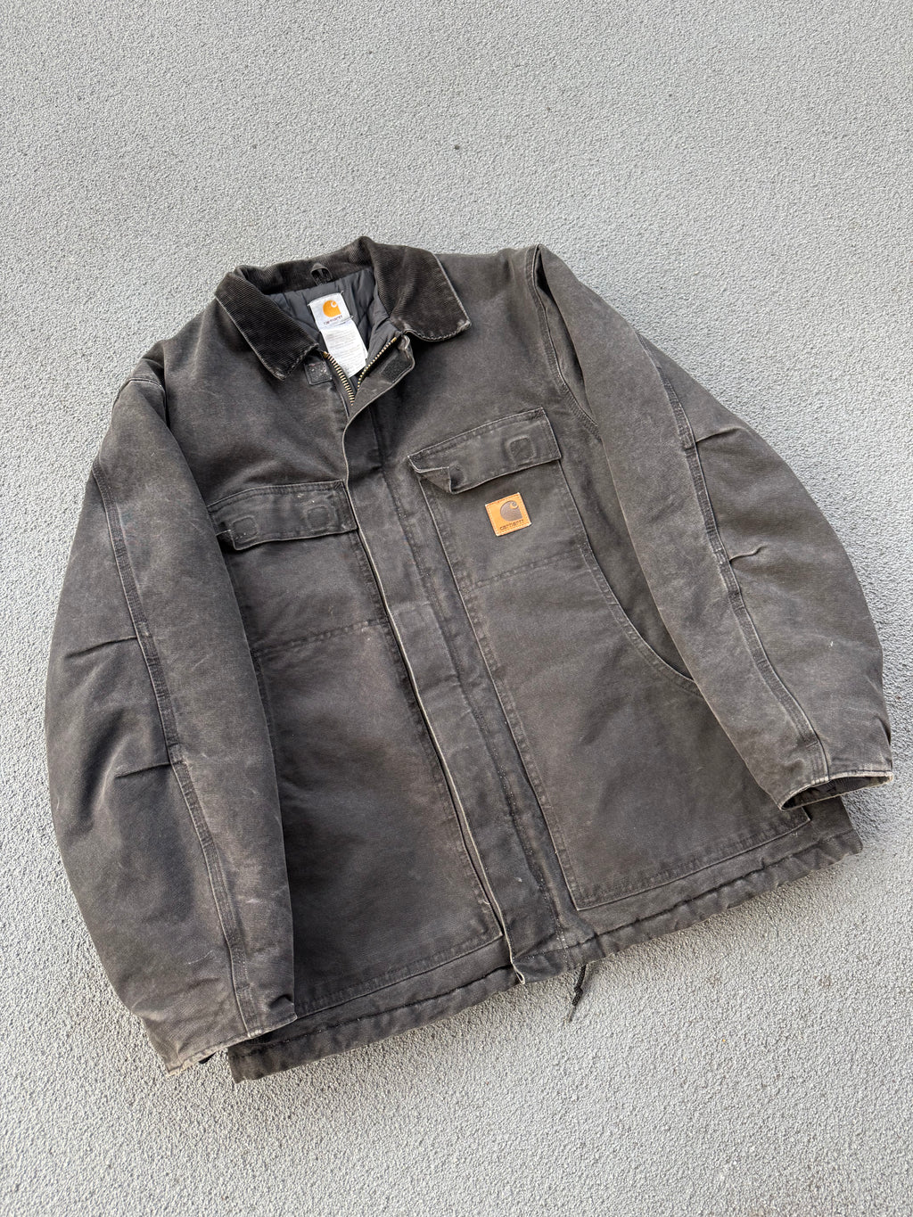 Vintage 90s Carhartt Black Faded Chore Coat Jacket