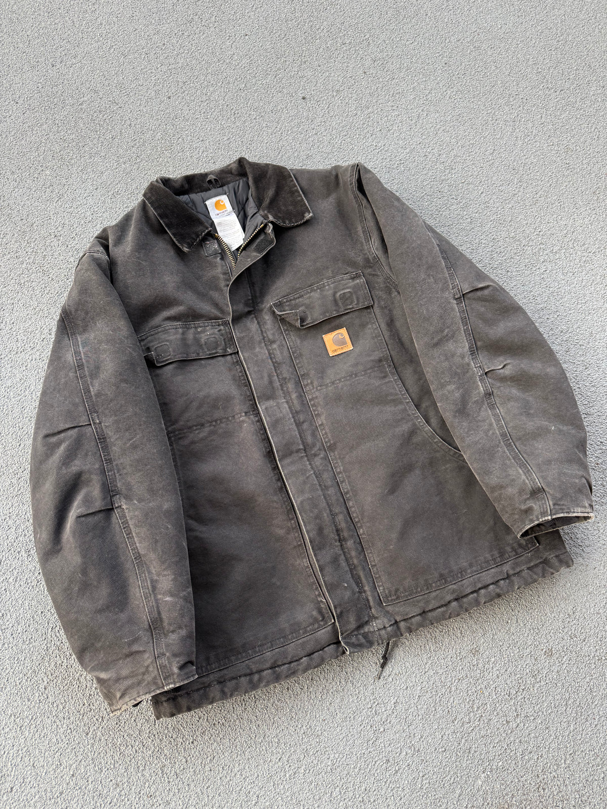 Vintage 90s Carhartt Black Faded Chore Coat Jacket