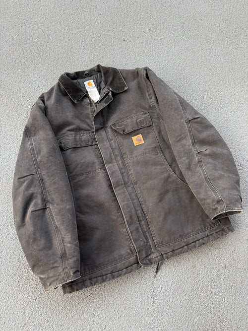 Vintage 90s Carhartt Black Faded Chore Coat Jacket