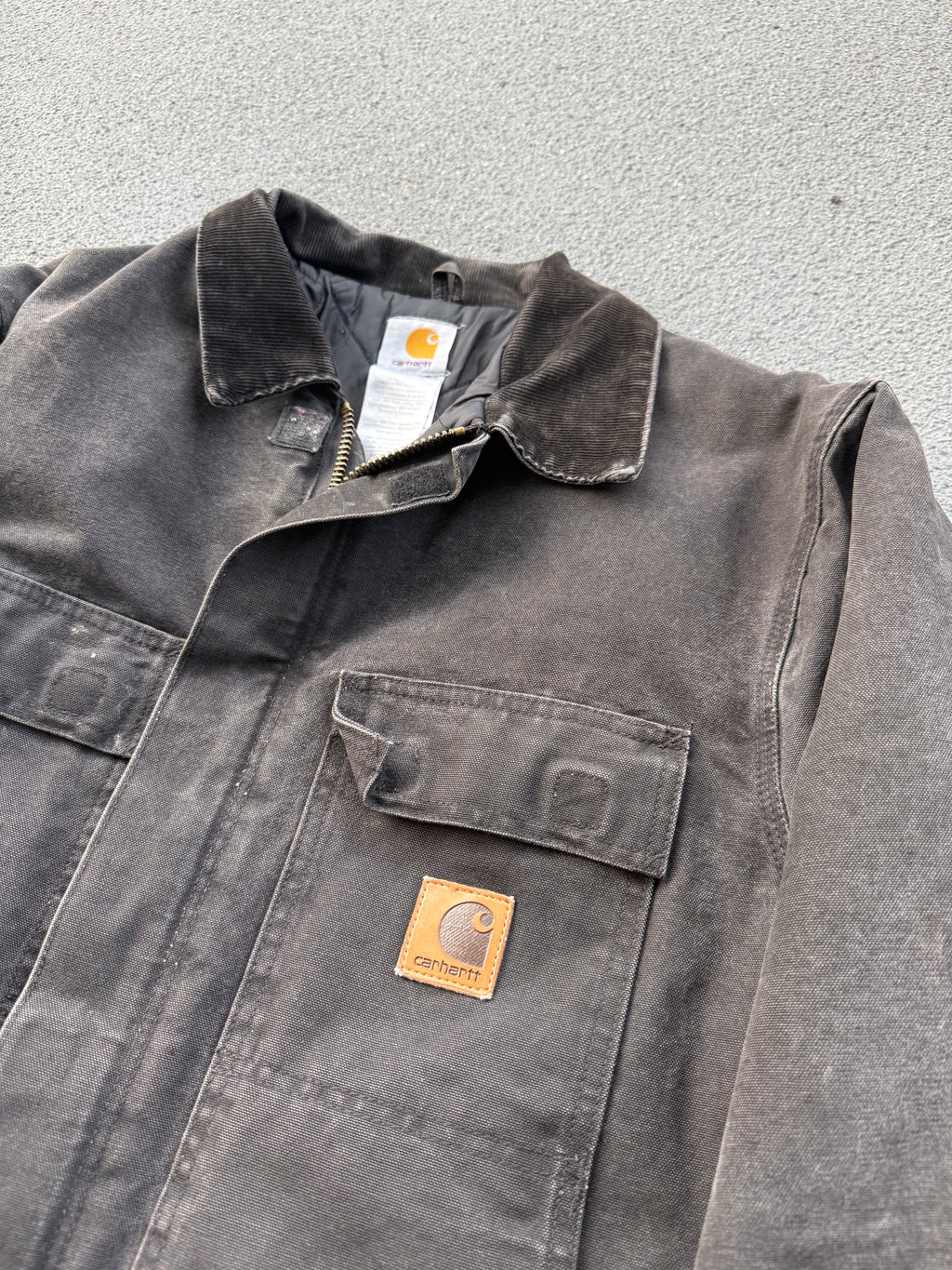 Vintage 90s Carhartt Black Faded Chore Coat Jacket