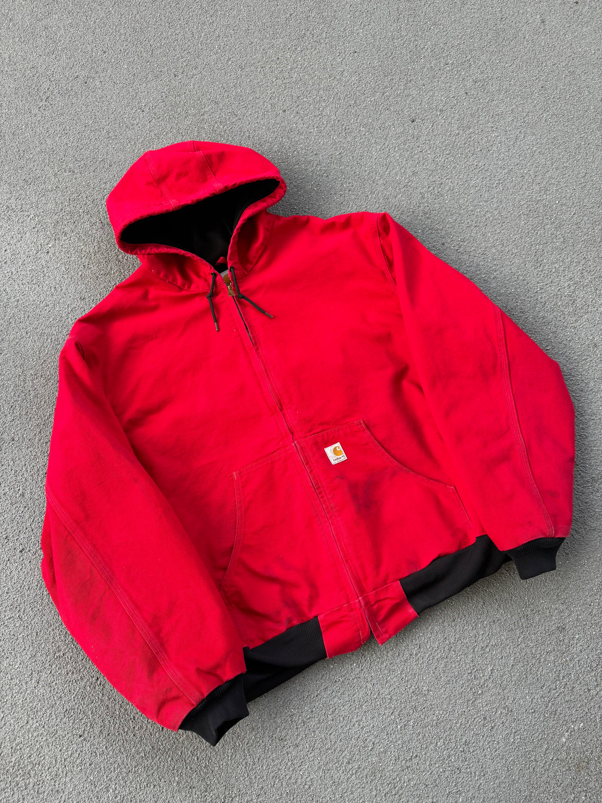 Vintage 90s Carhartt Red Hooded Work Jacket