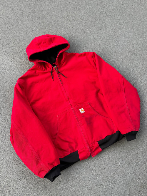 Vintage 90s Carhartt Red Hooded Work Jacket