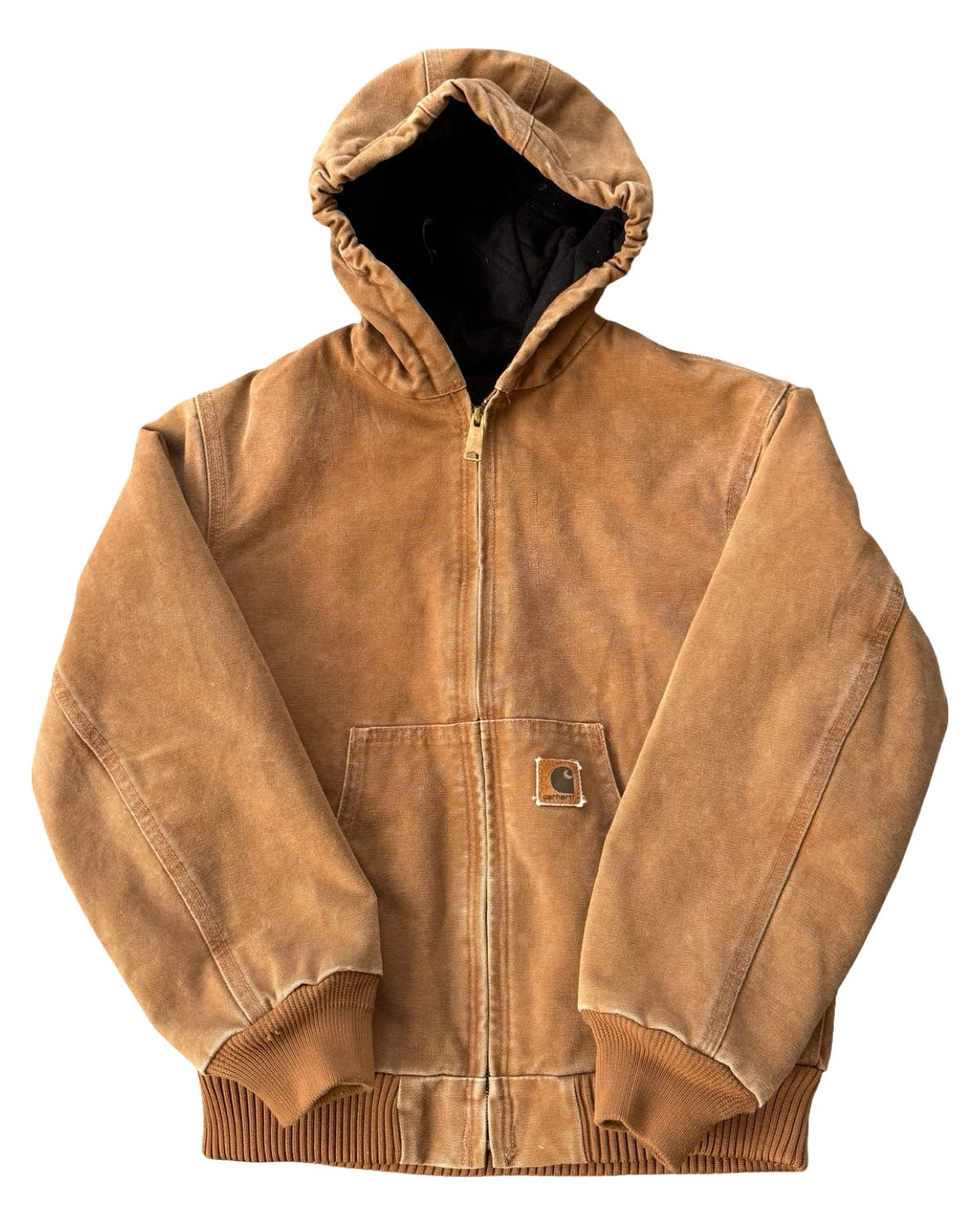 Vintage 90s Carhartt Kids Tan Hooded Jacket