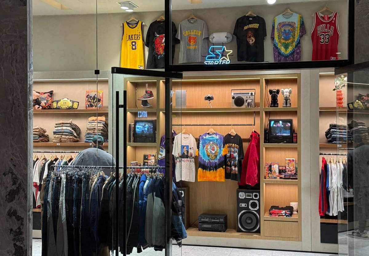 Vintage clothing displayed in the 3rdStrike store