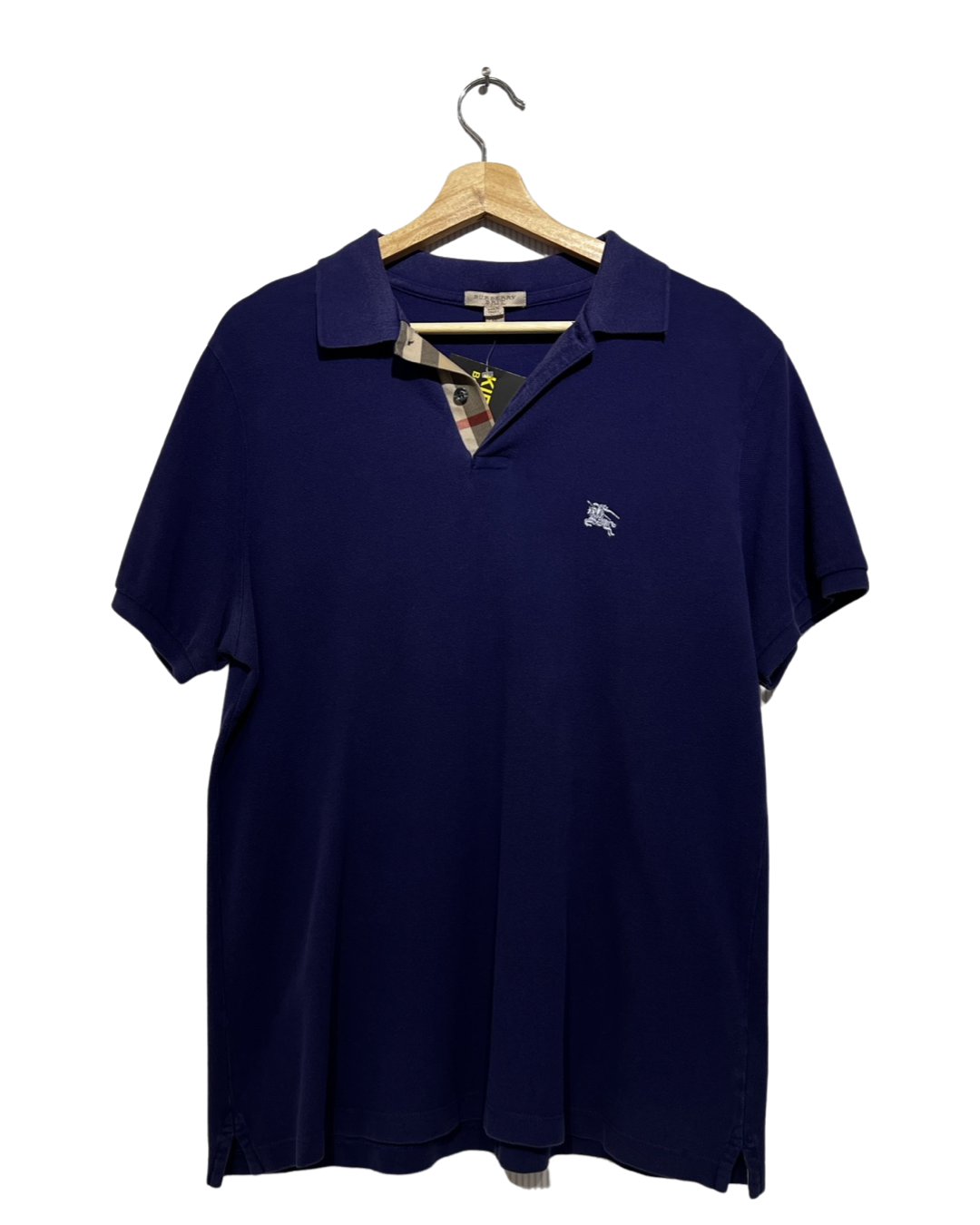 Vintage 90s Burberry Check Indigo Polo Shirt KIF Vintage