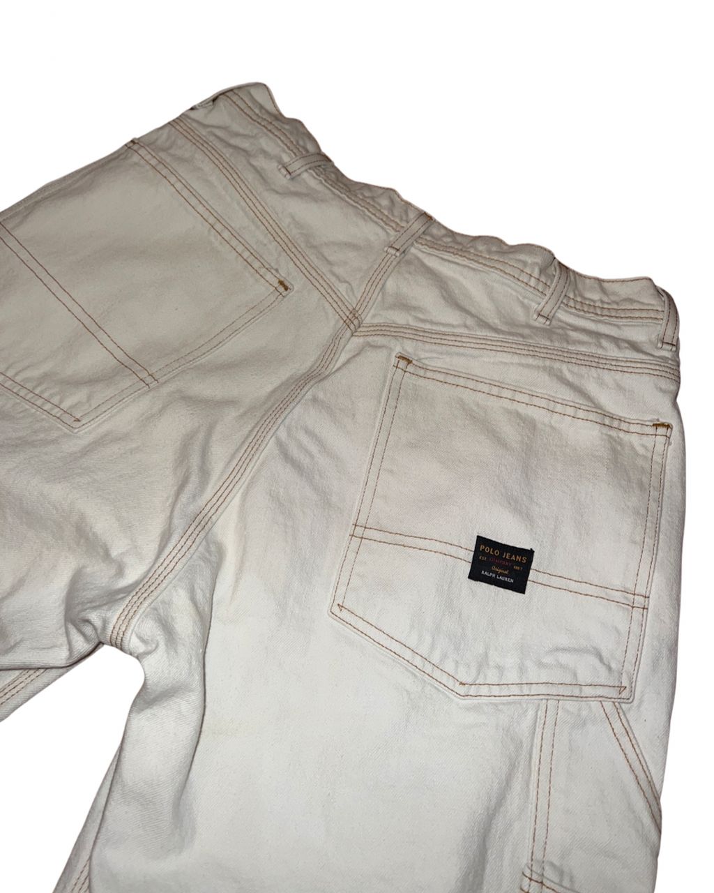 Vintage (31 x 34) 90s Polo White Wide Leg Carpenter Jeans KIF Vintage