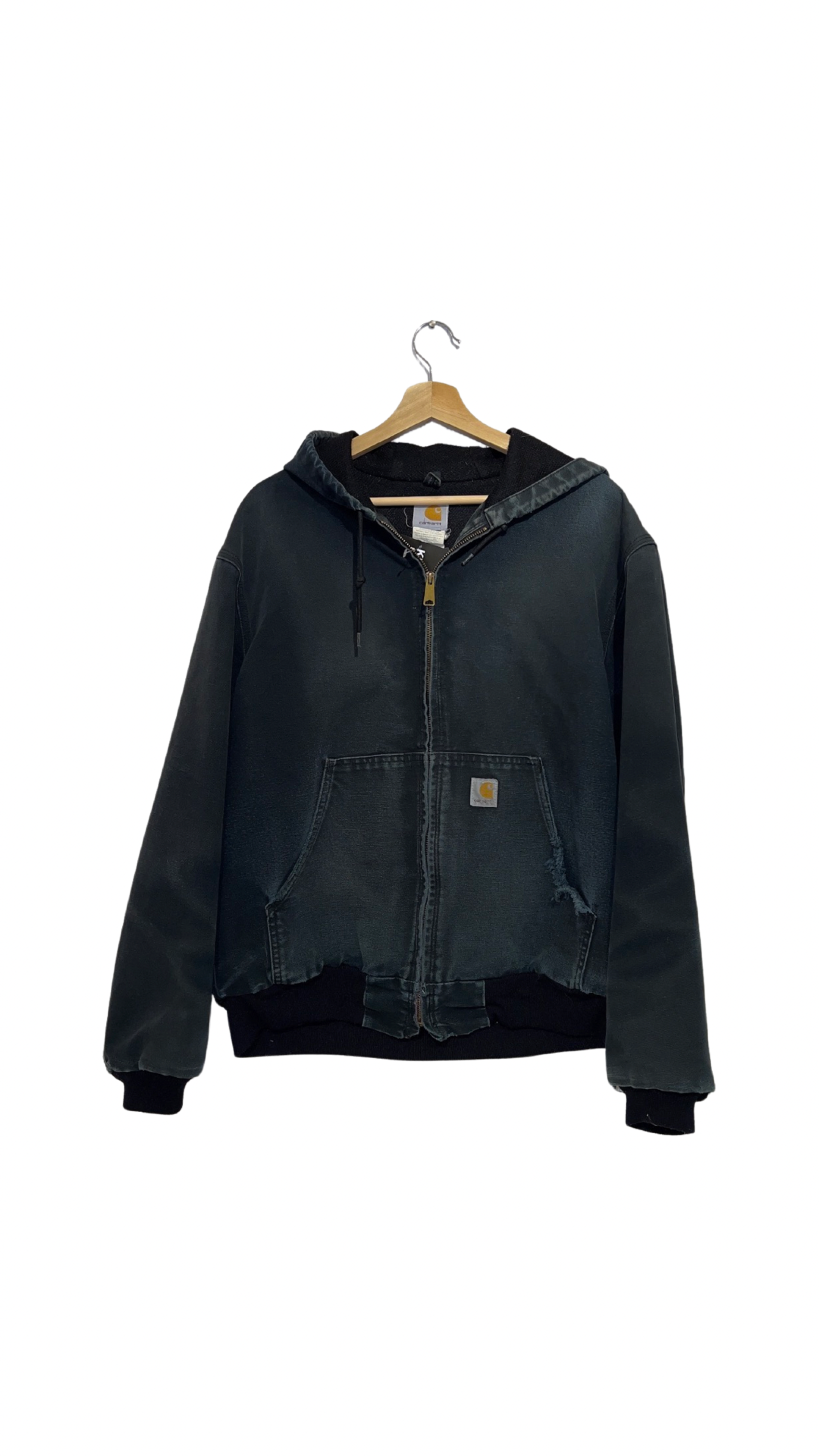 Vintage 90s Carhartt Distressed Black Hooded Jacket KIF Vintage