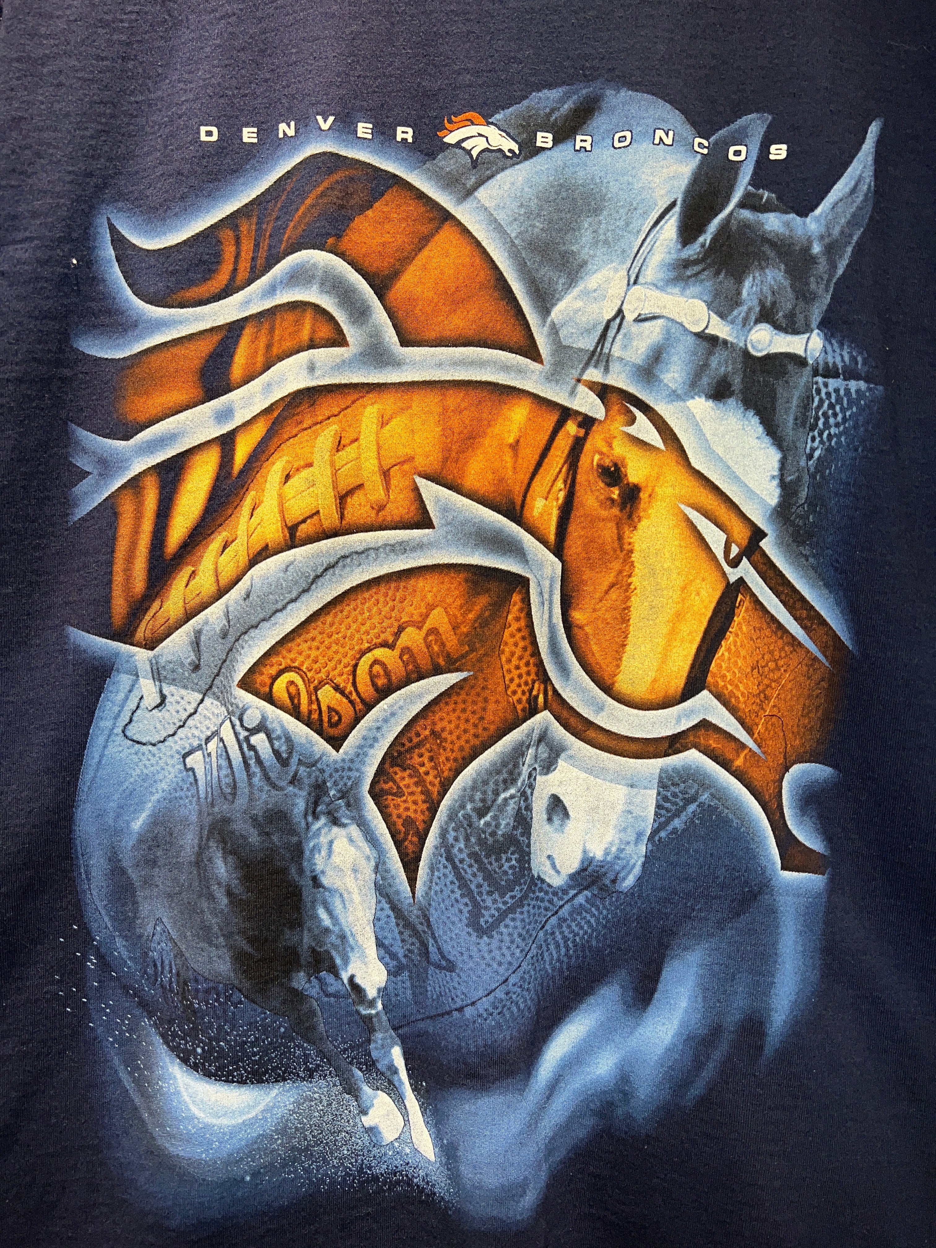 Vintage Denver Broncos Blue Tshirt Vintage Woodbury